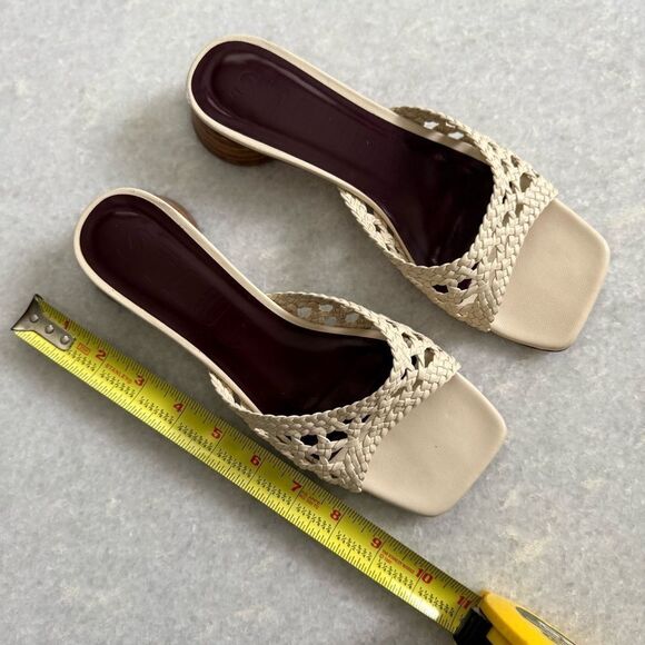 STAUD Women's Simone Crochet Heels, Cream, Off White, 7.5 - Picture 6 of 8